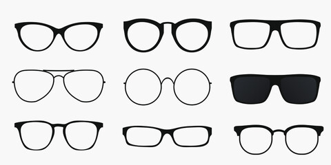 Glasses icon concept. Glasses icon set. 