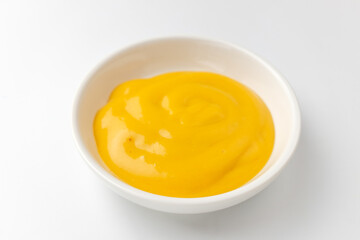 Mustard sauce on a white background