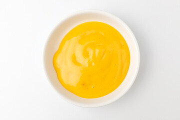 Mustard sauce on a white background