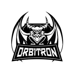 Black And White Gaming Esports Logotype Design Orbitron Dragon