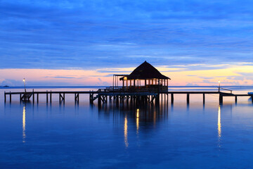 Fototapeta na wymiar Morning in Ora Beach Resort, Seram Island, Central Maluku, Indonesia