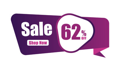 62% discount Sales banner, 62 percent Banners, New offer Discount sign banner