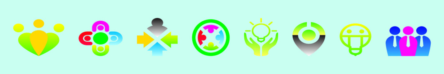 business interaction media logo icon design template with various models. vector illustration isolated on blue background