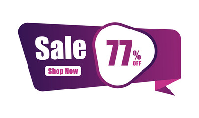 77% discount Sales banner, 77 percent Banners, New offer Discount sign banner