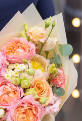 Flower composition. Macro photo. Wedding decor. A Beautiful bouquet of fresh flowers.
