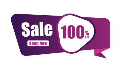 100% discount Sales banner, 100 percent Banners, New offer Discount sign banner
