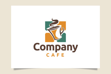 a cafe logo vector graphic with mug and flavour for any business