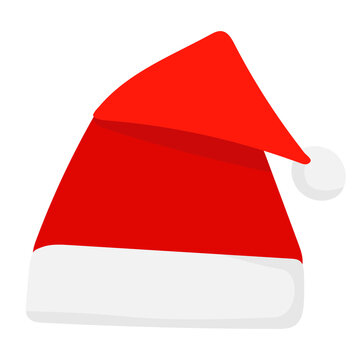  isolated, red santa hat, flat style