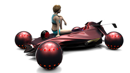 3D illustration of a flying transport 00102