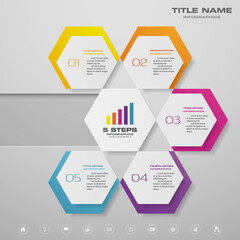 5 steps infographics chart design element. For data presentation.	