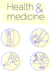 Phlebology. A set of contour icons on a medical theme.
