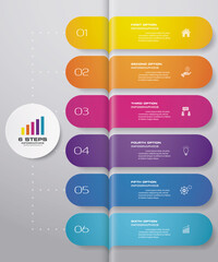 6 steps simple&editable process chart infographics element. EPS 10.	