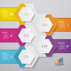 5 steps infographics chart design element. For data presentation.	