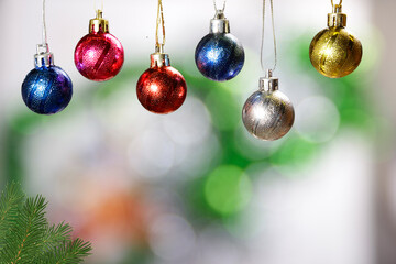 colorful decoration balls with blurred background