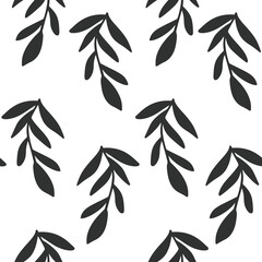 Fototapeta premium Seamless pattern with green leaves, plants. Can be used for decoration, decoration, fabrics, textiles, bed linen, clothes, postcards, business cards, notebooks.