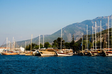 Fototapeta na wymiar Sailing Yachts Fethiye Marina Mugla Turkey — Stock Photo