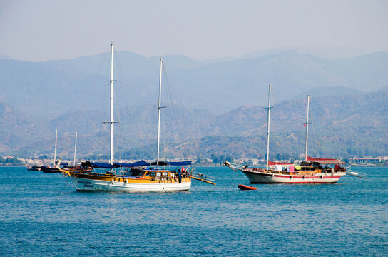Port Fethiye Luxury Sailing Boats Stock Image 