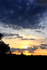 Fototapeta na wymiar Vibrant Yellow Sky, Sunset photography, Landscape southern Highlands NSW Australia