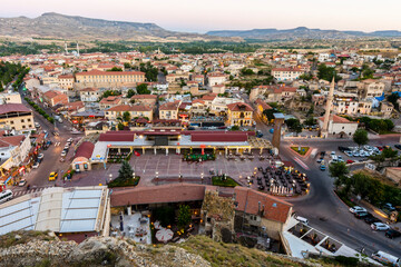Urgup Town night view from Temenni Hill in Cappadocia Region of Turkey