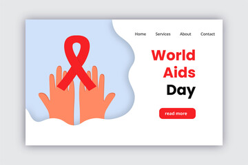 red ribbon for the signature of world aids day with raised hands