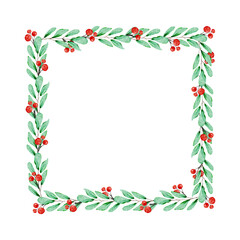 Fototapeta na wymiar Festive Christmas frame Water colour style. vector border Christmas, picture frame design. Template for wedding card or Christmas banner.