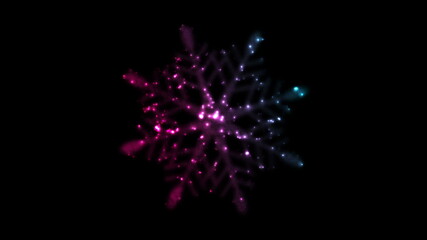 Neon iridescent flickering snowflake Christmas background