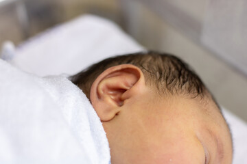 Fototapeta na wymiar New Born Baby Girl's Ear