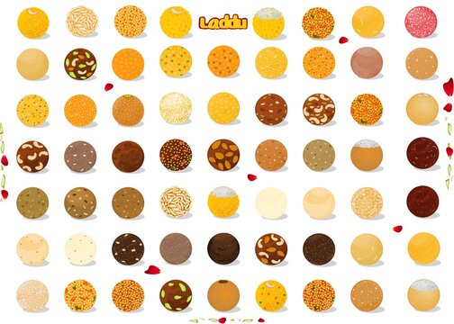 All laddu Indian Sweets or Mithai Food Vector