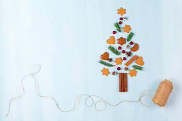 Zero waste Christmas and New Year decorations. Winter holiday concept.