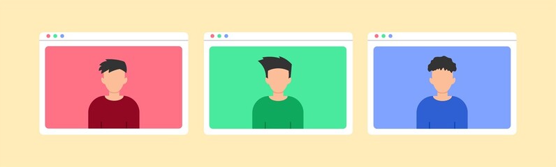 set of flat video call illustrations