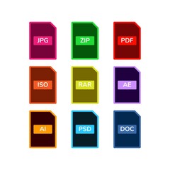 set of colorful format file