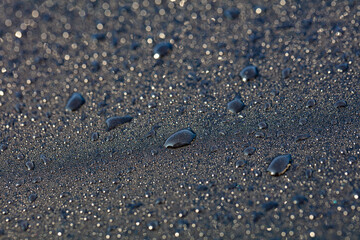 Closeup of water drops on car after rain