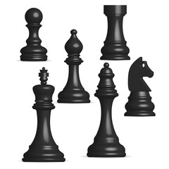 3D glossy chess figures, vector illustration.