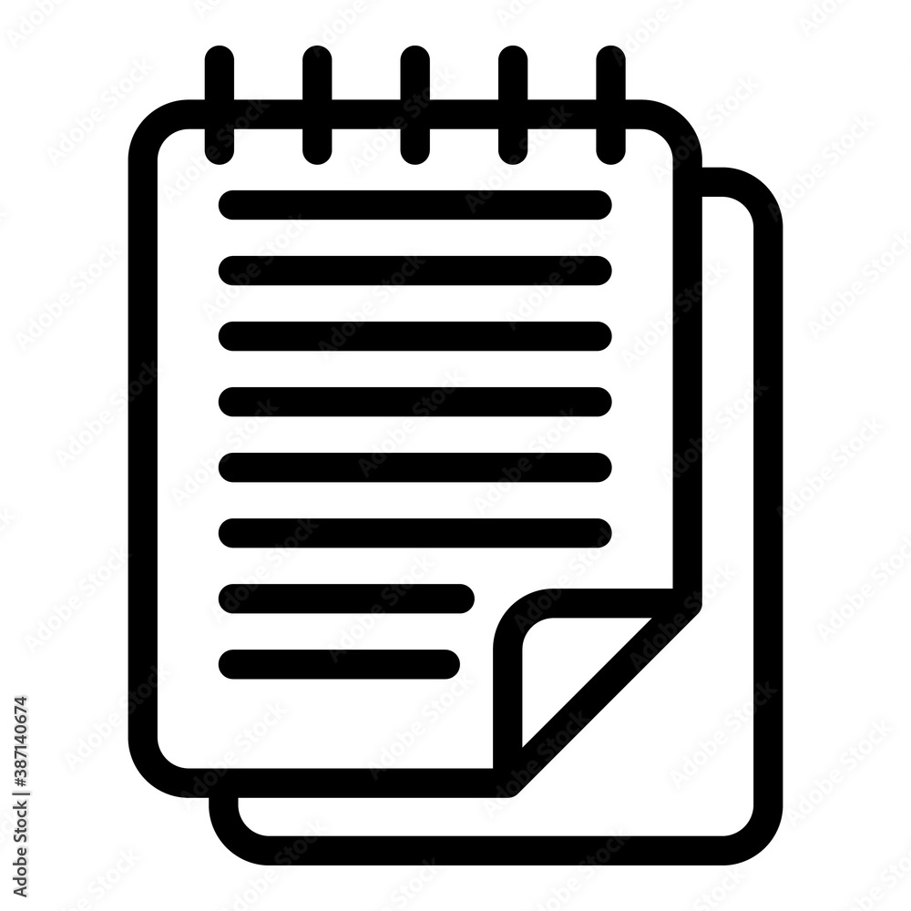 Poster writing notebook icon. outline writing notebook vector icon for web design isolated on white backgro