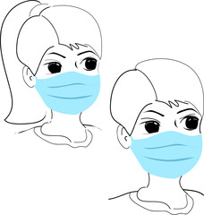 maski dla dzieci uczniów nastolatki chłopiec i dziewczynka w maskach na twarzy © Grafikowe