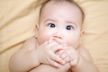 Cute Baby Boy Sucking Thumb