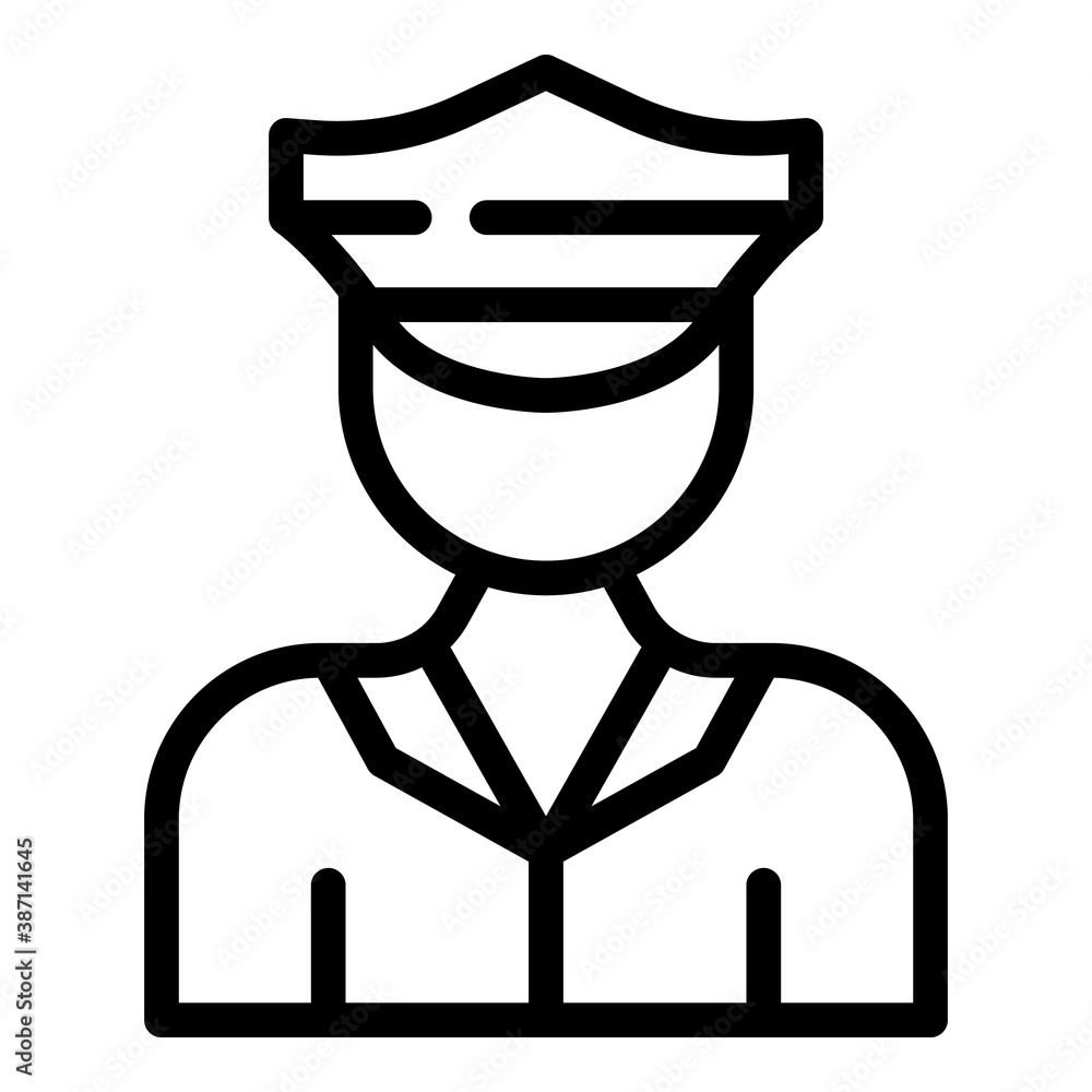 Wall mural student job police officer icon. outline student job police officer vector icon for web design isola