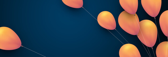Yellow balloons with threads on dark blue background.