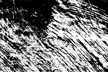 Black and white grunge texture. Black streaks of paint, ink, and dirt. Abstract monochrome background. Pattern of scratches, chips, and wear