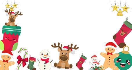 Cute Christmas Characters and Icons Vector,