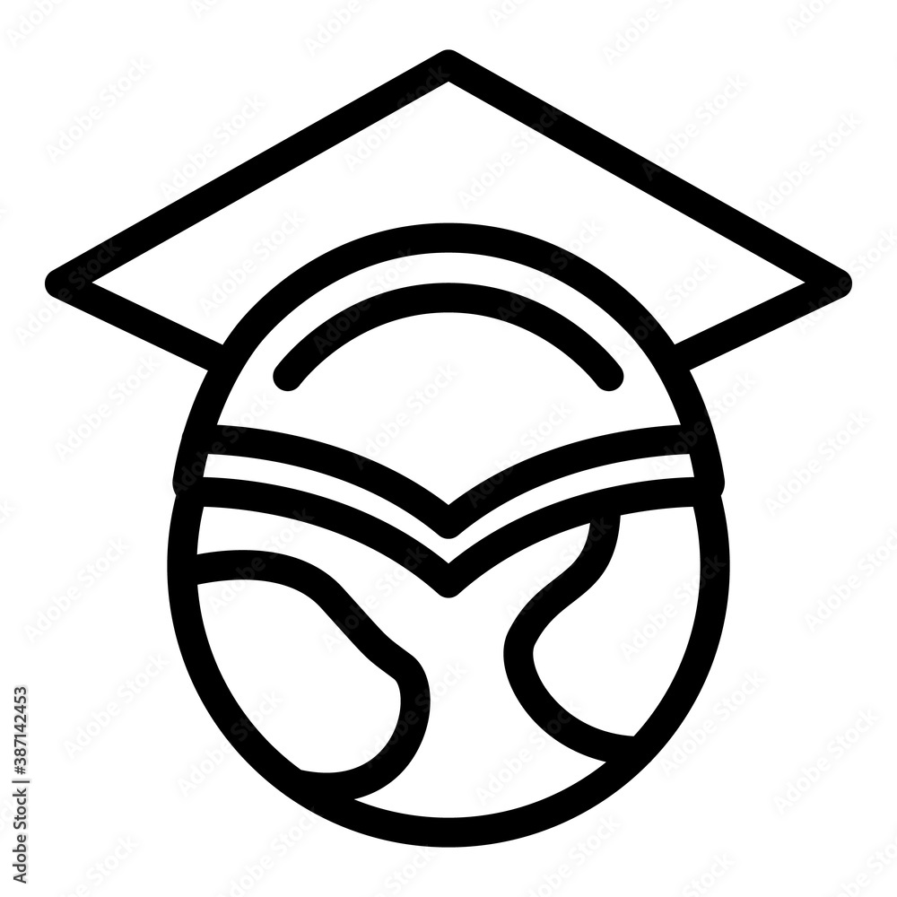 Poster global graduated hat icon. outline global graduated hat vector icon for web design isolated on white