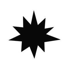 Single design element - star. Flat black illustration for card, poster, sticker, icon, web design, logo. Scandinavian element for nursery art. Kid illustration.