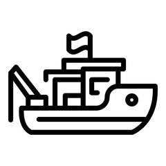 Obraz premium Ocean fishing boat icon. Outline ocean fishing boat vector icon for web design isolated on white background