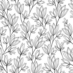 seamless pattern with hand drawn flowers