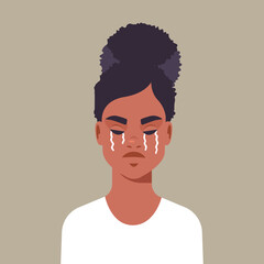 unhappy terrified girl crying stop violence and aggression against women concept portrait vector illustration