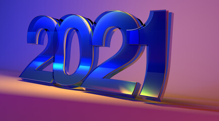 2021 blue magenta digital 3d year