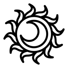 Nature sun moon icon. Outline nature sun moon vector icon for web design isolated on white background