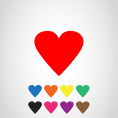 Heart and love icon vector isolated on gray background. Trendy heart icon in flat style. Template for love symbol and love logo. Icon heart for your web site. Modern heart and love icon