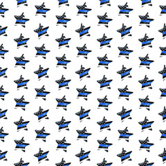 Seamless pattern with Police flag. Watercolor background with stars, American flag.