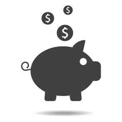 Piggy bank icon vector isolated on white background. Trendy piggy bank icon in flat style. Template for app, ui and logo. Icon piggy bank for your web site and office poster. Modern piggy bank icon